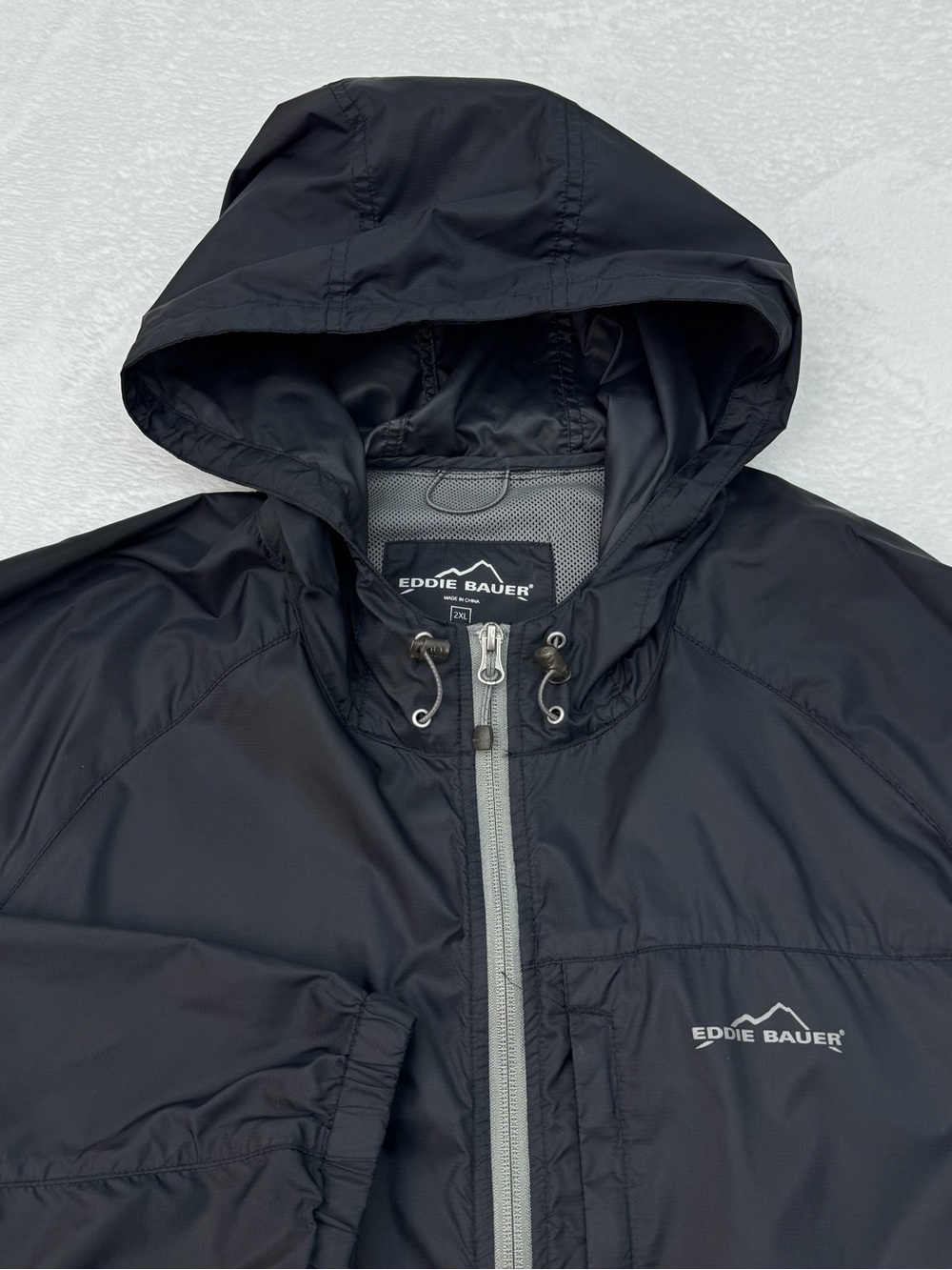 Eddie Bauer Men's XXL Hooded Black Soft Shell Jacket Black Outdoor Hiking Rain